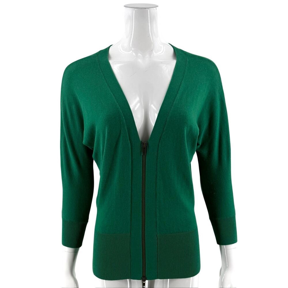 Cabi Womens Banner Cardigan Sweater Size XS Green Full Zip V Neck Stye 5142